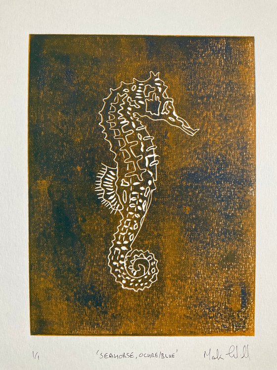 Seahorse, Ochre/Blue