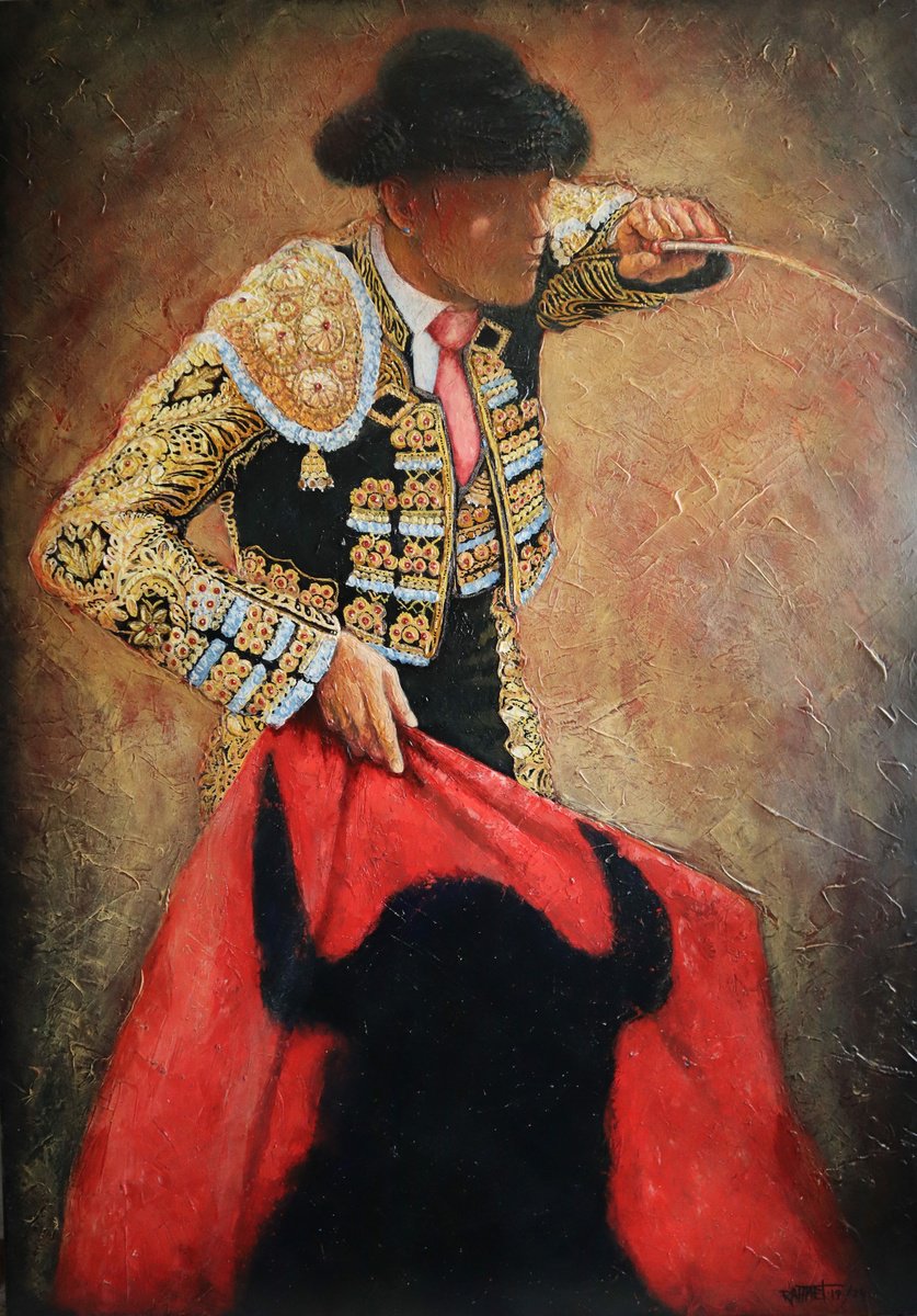 Impressionistic Animal Acrylic Painting By Rakhmet Redzhepov, 31 X 45", Shadow Of The Inevitable!, Original Artwork