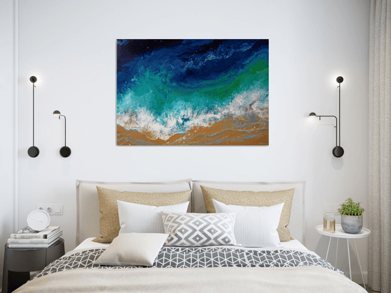 Seascape “Blue Turquoise Sea”  LARGE Painting