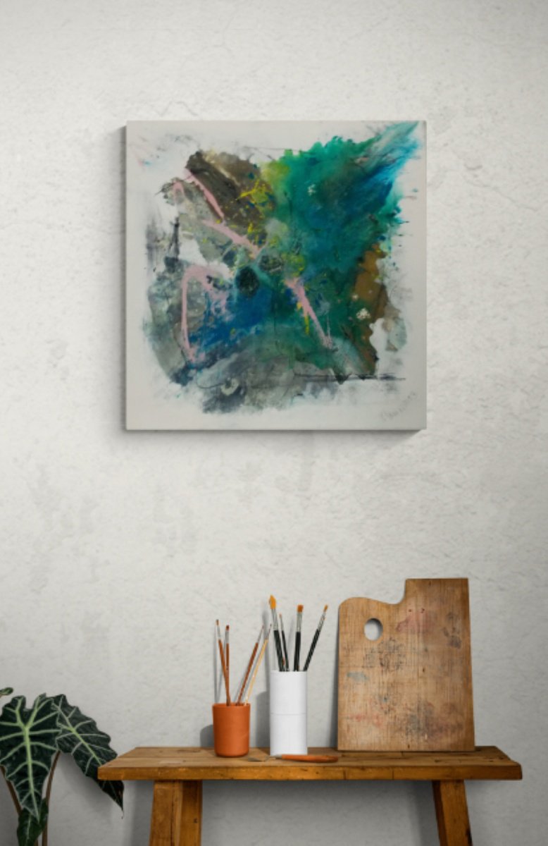 Abstract Painting By Christa Haack, 25 X 25, Seductive Nature 2, Original Artwork