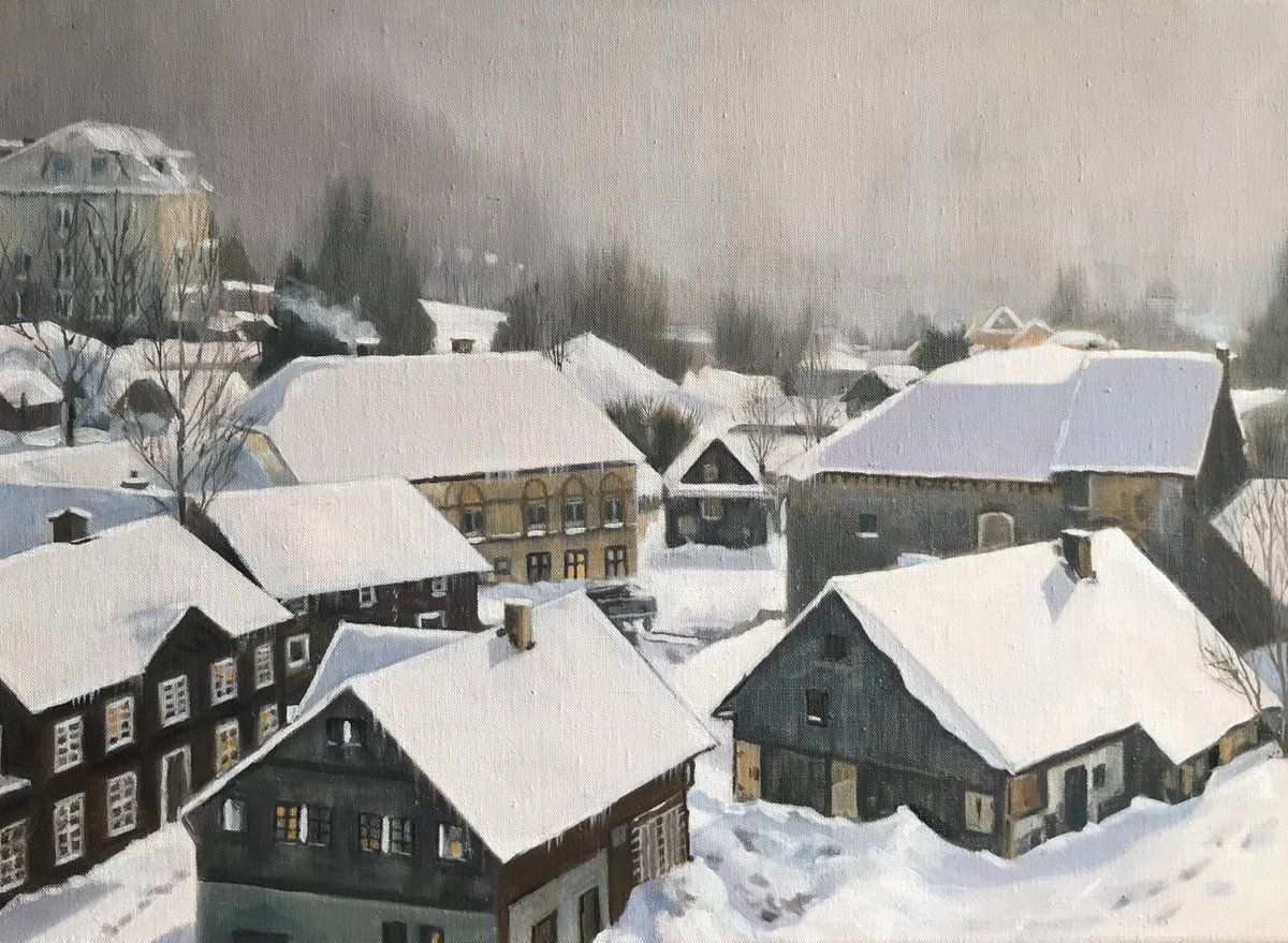 Oil Painting , Bohemian Village By Alison Chambers, 22 X 16, Artwork For Sale On Artfinder
