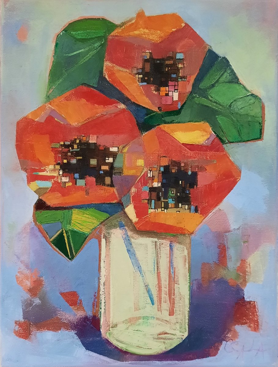 Expressive Oil Painting , Popies By Galya Koleva, 12 X 16, Artwork For Sale On Artfinder