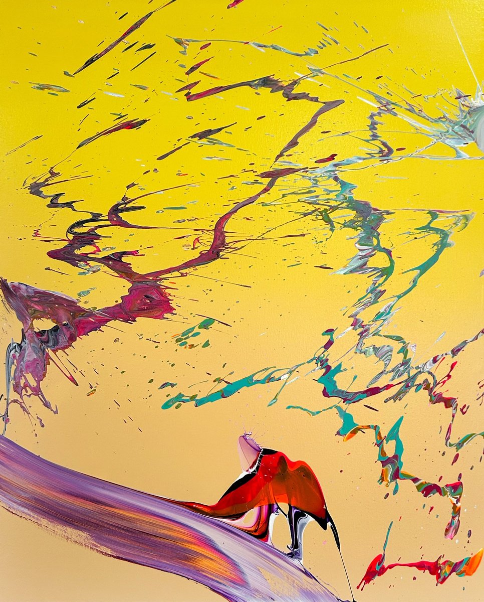 Organic Abstract Acrylic Painting By Nikolaos Schizas, 31 X 39", El Perezoso, Original Artwork