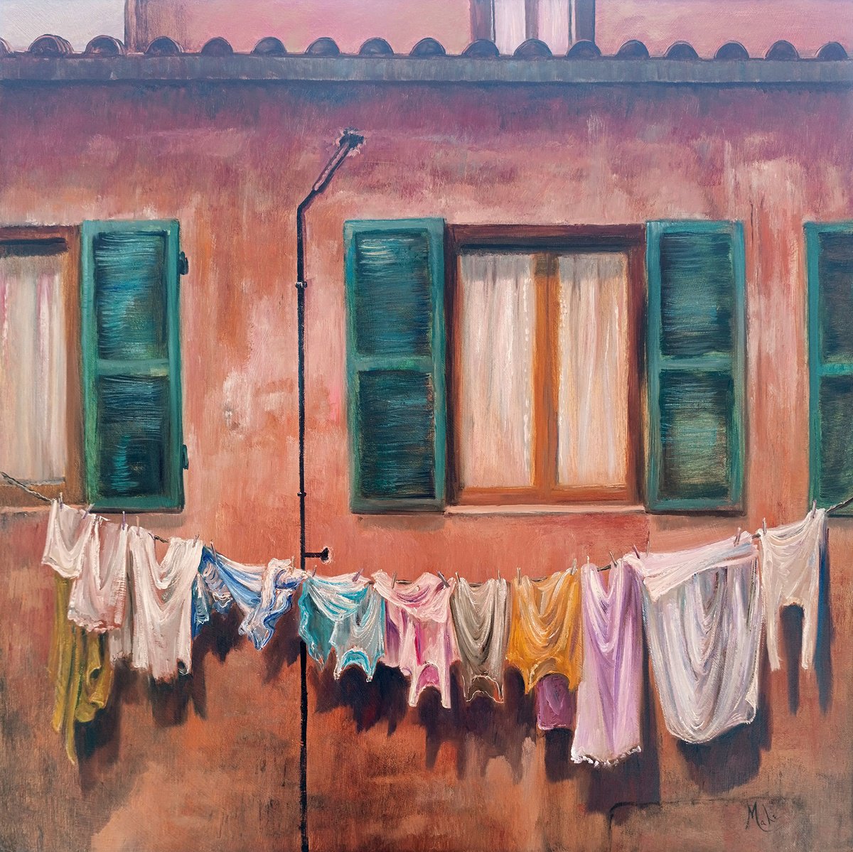 Impressionistic Cityscapes Oil Painting By Isabel Mahe, 28 X 28, Benvenuti In Italia / Verona, Original Artwork