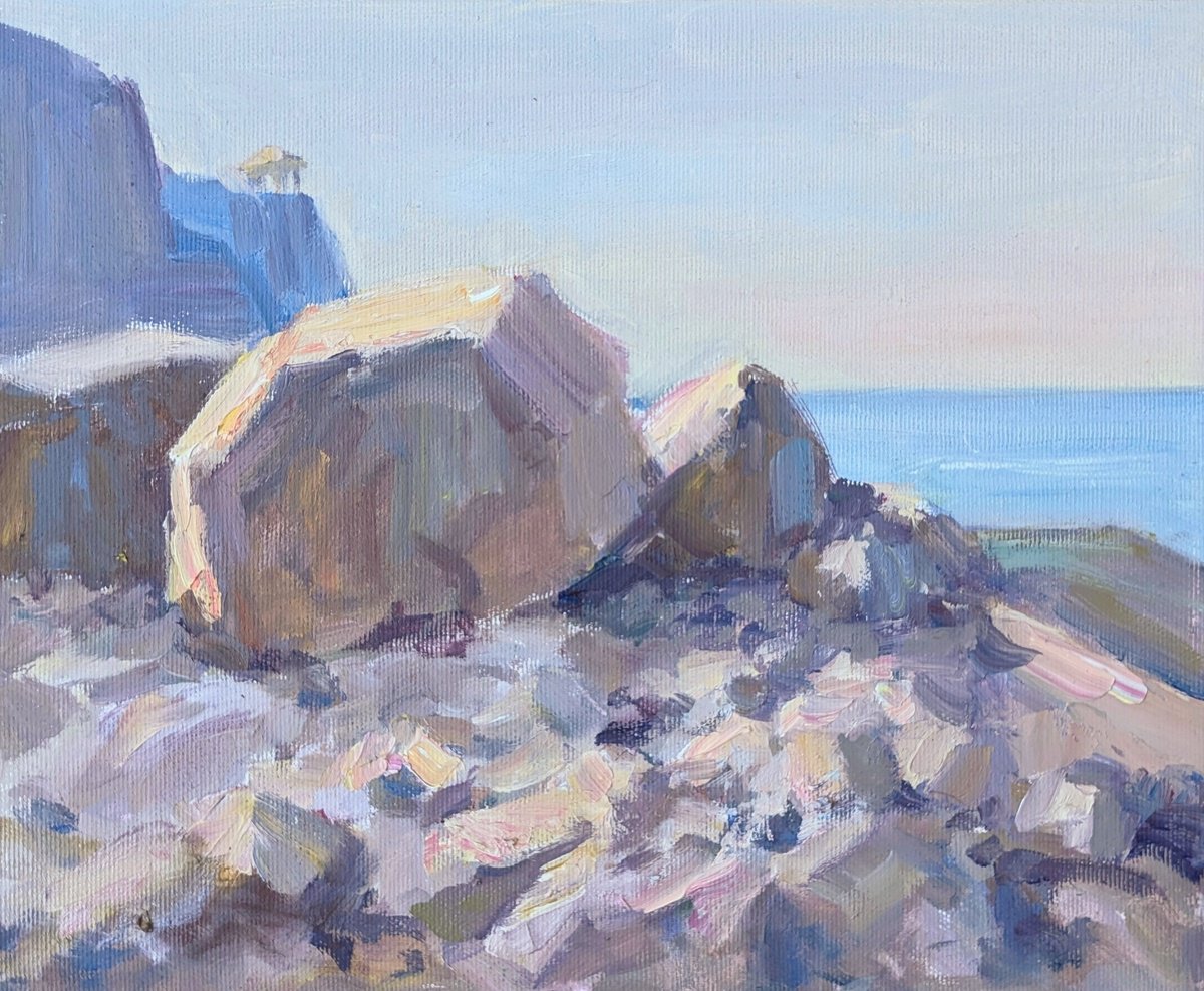 Impressionistic Landscape Oil Painting By Olga Samar, 12 X 10", Sunset Light, Original Artwork