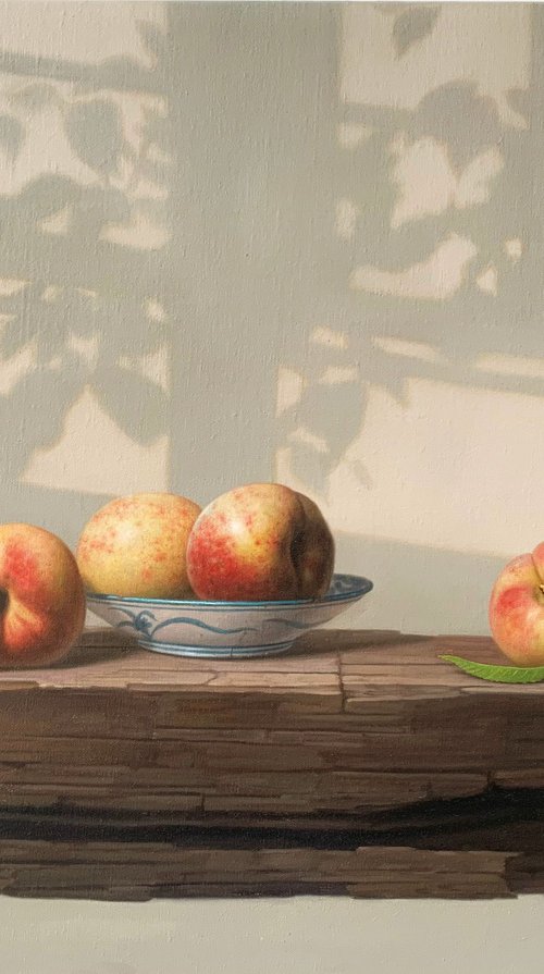 Still life:peaches on the table c178 by Kunlong Wang