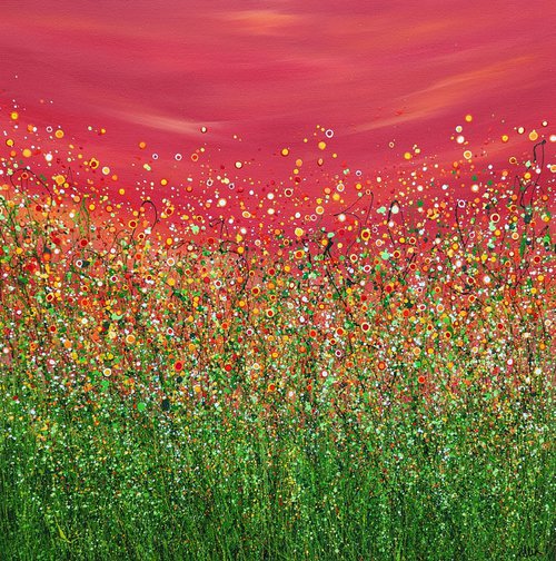 Popping Red Sky Meadows by Lucy Moore