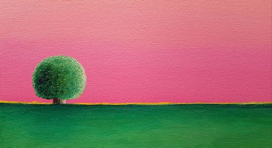 Lone tree #4 - surreal landscape on stretched cotton canvas, ready to hang, 30x30cm