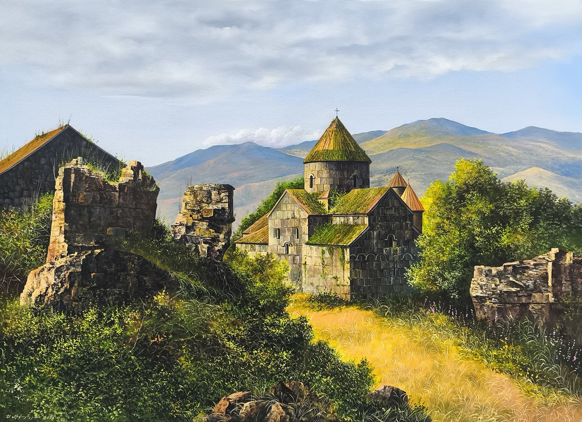 Photorealistic Oil Painting , The Moss-Covered Church By Sergei Miqaielyan, 31 X 24, Artwork For Sale On Artfinder
