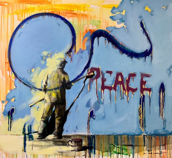 Big bright painting - "PEACE" - Pop art - Urban - Expressionism - 2022