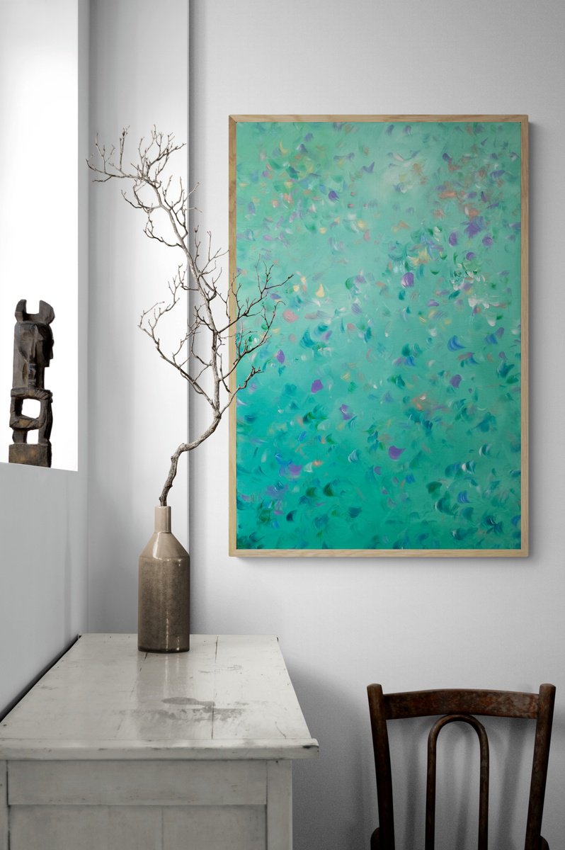 Organic Botanical Acrylic Painting By Katherine Spiller, 37 X 25", What The Heart Wants, Original Artwork