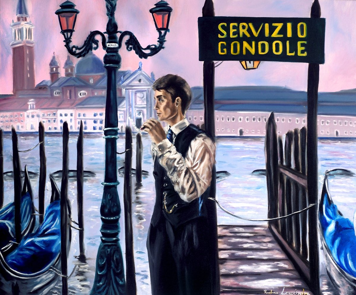Impressionistic Portrait Oil Painting By Ruslana Levandovska, 36 X 30", The Lavender Hour In Venice, Original Artwork