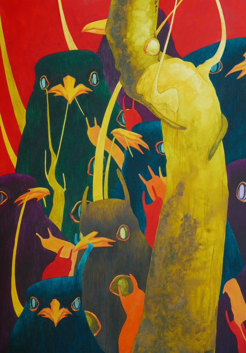 Impressionistic Animal Watercolour By Karina Danylchuk, 16 X 22", Slugs Become Trees, Original Artwork