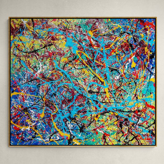 - Separita - (W)120x(H)106 cm. Style of JACKSON POLLOCK. Abstract Expressionism Painting