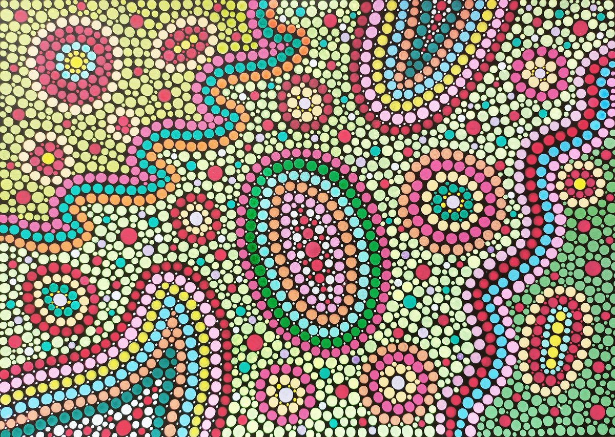 Organic Abstract Acrylic Painting By Veronika Demenko, 17 X 11", Organic Geometry N.28, Original Artwork