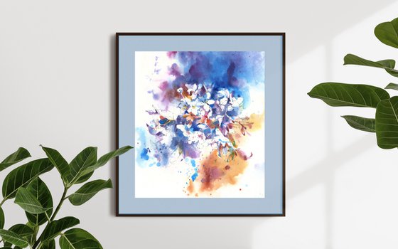 Original watercolor painting "Thousand Shades of Hydrangea Flowers"