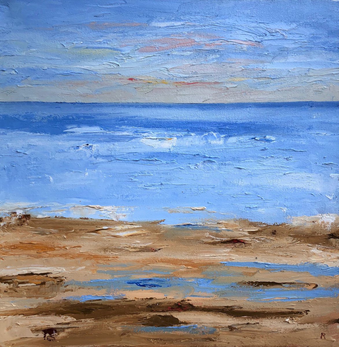 Mounts Bay - Blue Shoreline By Ann Palmer, 22 X 22, Artwork For Sale On Artfinder