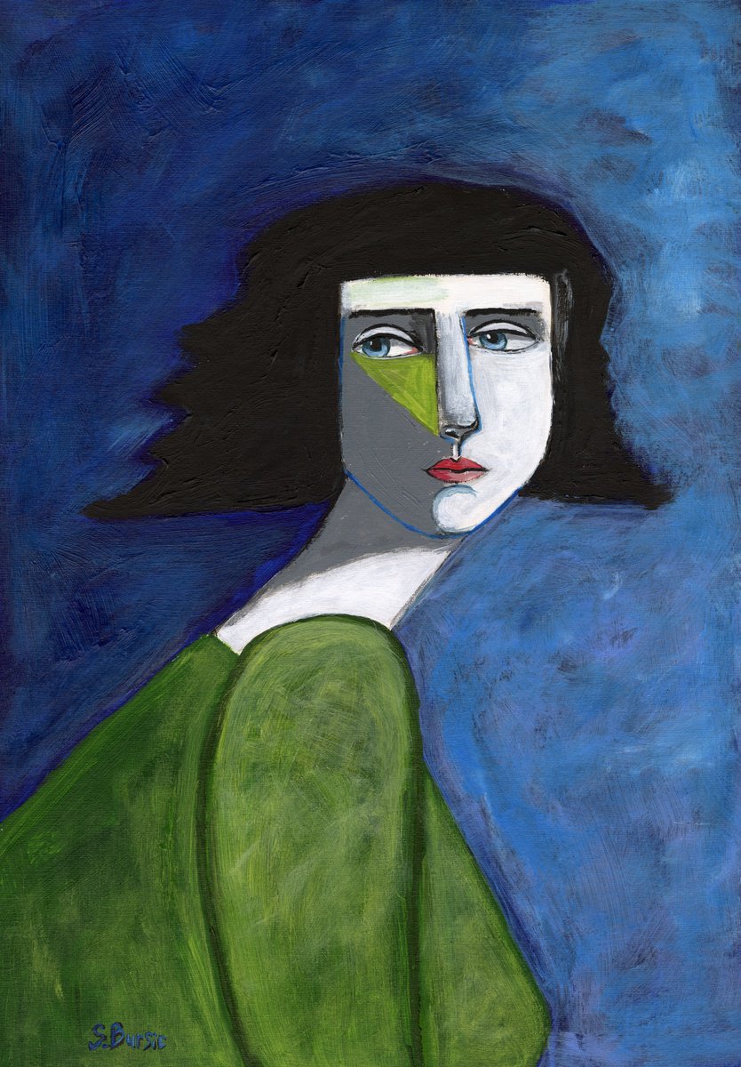  Contemporary Figurative Portrait Woman By Sharyn Bursic, 12 X 17, Artwork For Sale On Artfinder