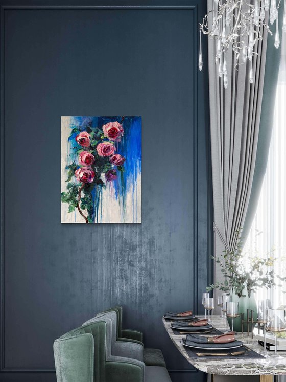 Flowing Roses in Blue II