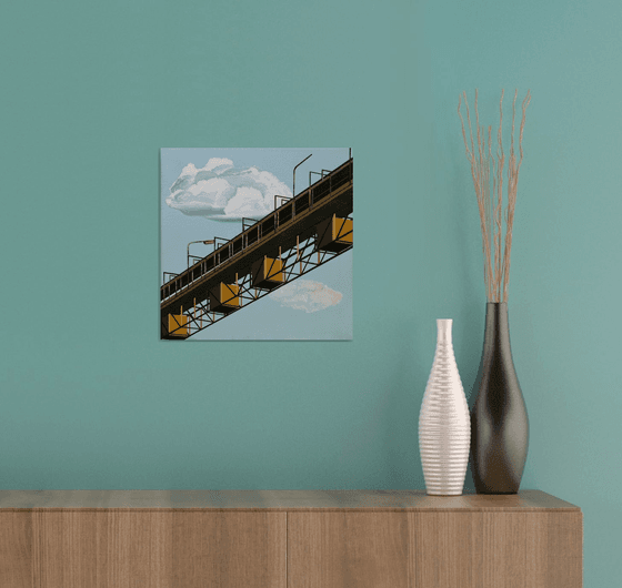 Conveyor belt with clouds