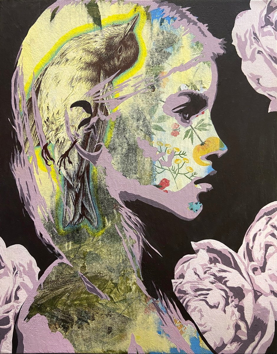 Portrait Painting By Mike Ferrari, 11 X 14", Sara With A Dead Bird, Original Artwork