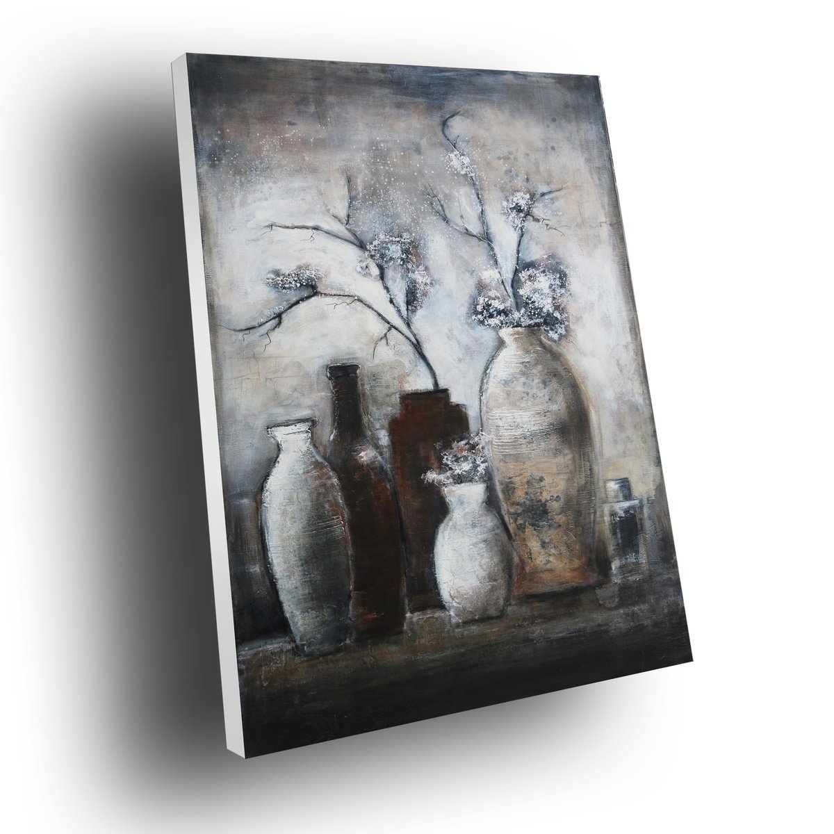 Impressionistic Still Life Acrylic Painting By Inez Froehlich, 31 X 47, Still Life With Vases, Original Artwork