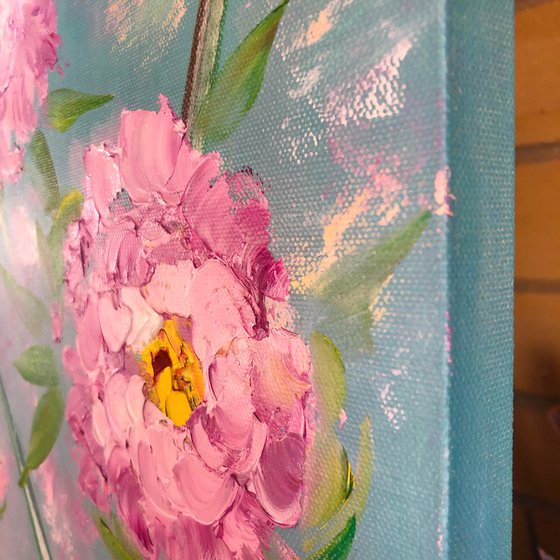 LITTLE PEONY - Pink flowers. Floral decor. Decorative painting. Little. Gentle. Flowering. Fleeting.