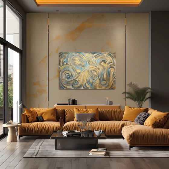 Golden waves 80x120x2 cm