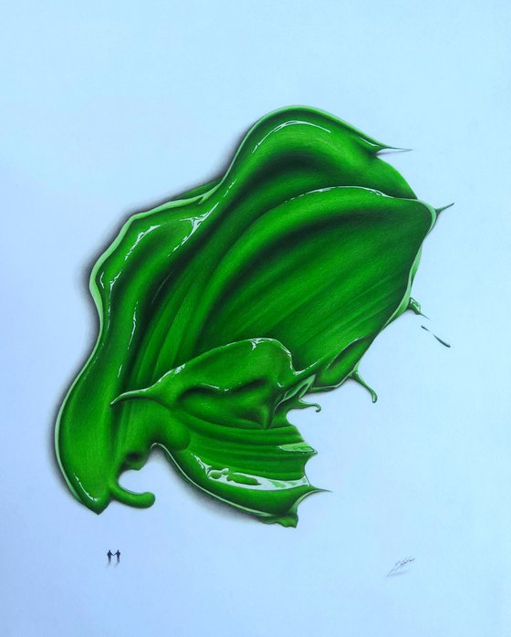 Permanent Green Olive 167***: A Colour Pencil Drawing Of Paint