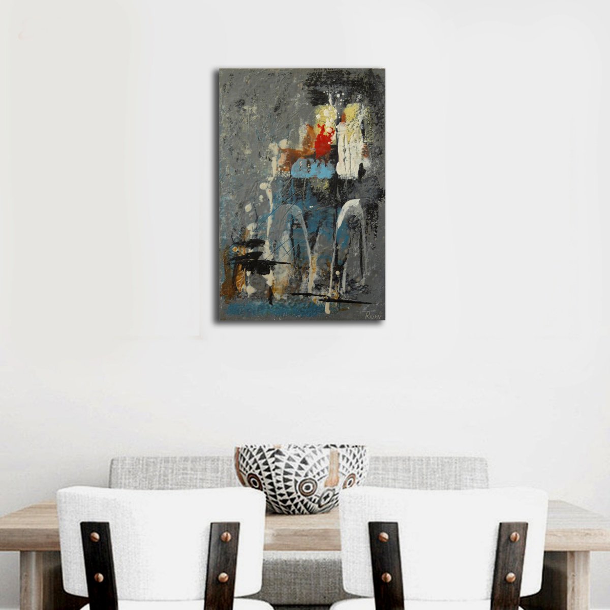 Abstract Oil Painting By Rumen Spasov, 15 X 23", Temple Doors, Original Artwork