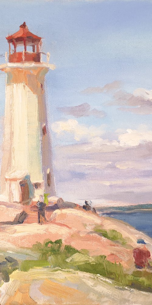Sunlit - en plen air, original, one-of-a-kind, oil on wide canvas impressionistic painting (10x12x1.5'') by Alexander Koltakov