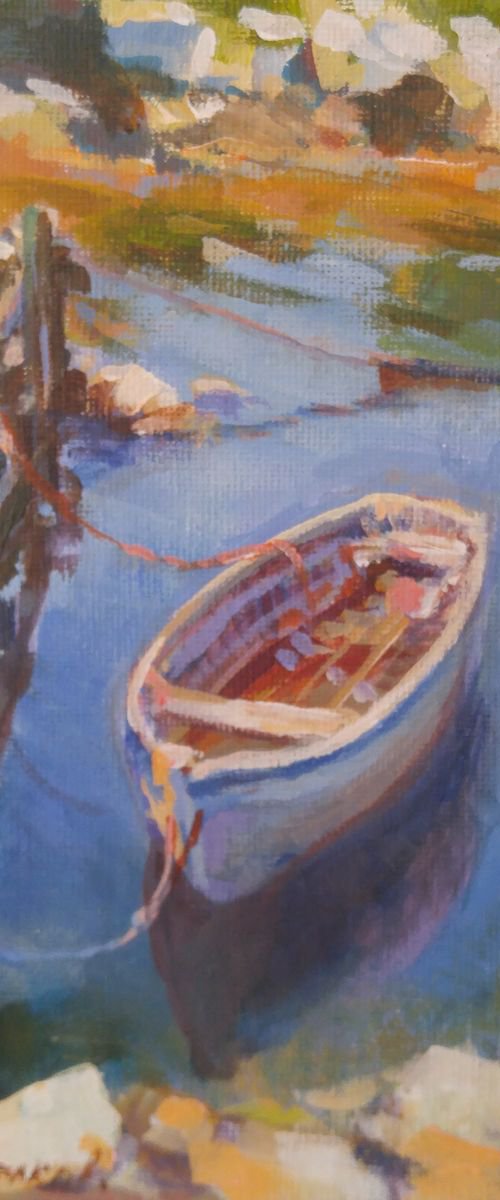 Resting boat (5x7x0.1'') (framed 8.7x7x0.5") by Alexander Koltakov