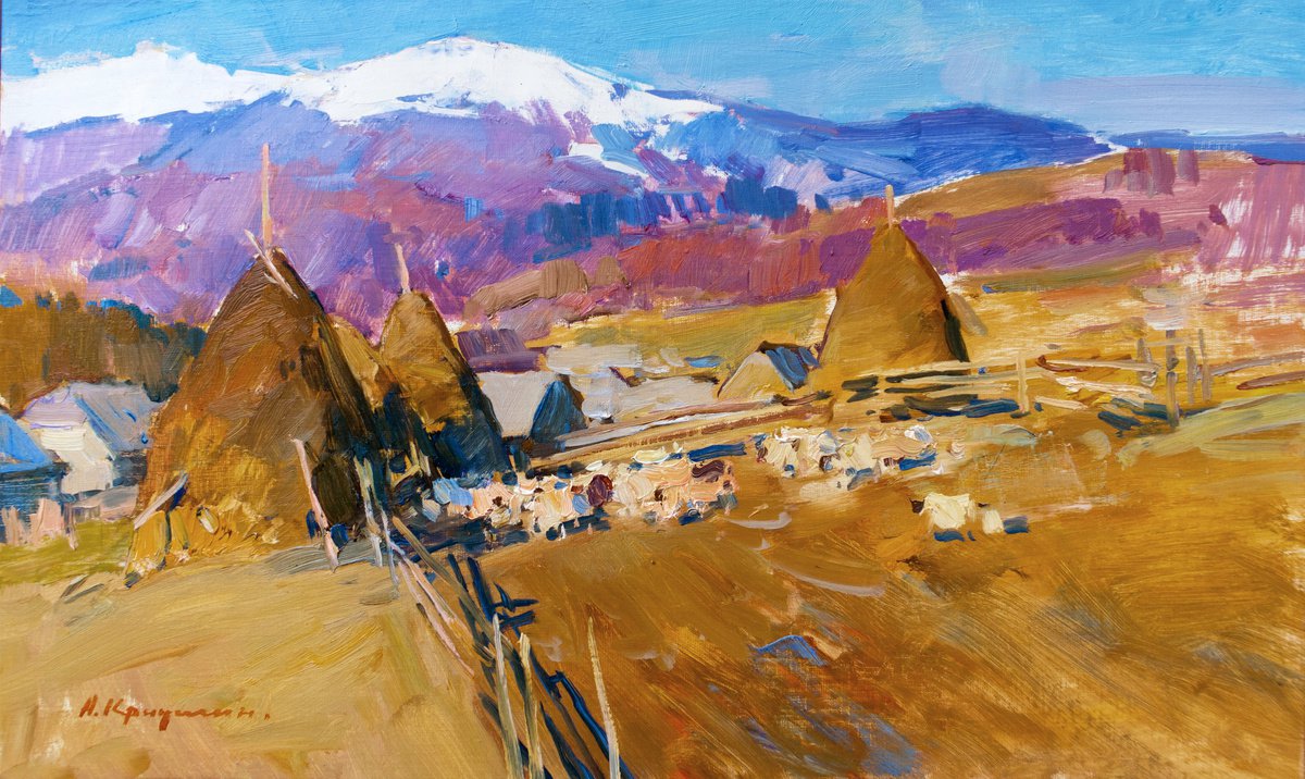 March in the mountains. Sheeps by Aleksandr Kryushyn
