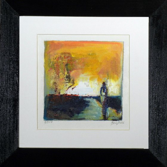 Small Framed Painting BJ07 Yellow Abstract art
