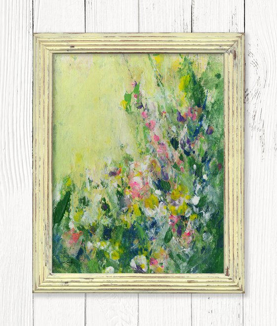 Shabby Chic Charm 28 - Framed Floral art in Painted Distressed Frame by Kathy Morton Stanion