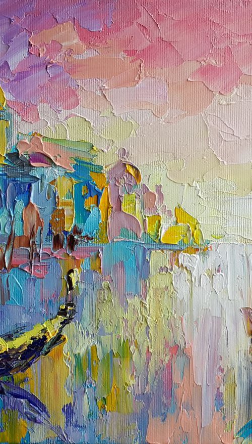 EVENING VENICE, Painting cityscape,evening Venice,cityscape Venice, landscape, oil painting, street scenery, painting on canvas, impressionism, city, gift by Anastasia Kozorez