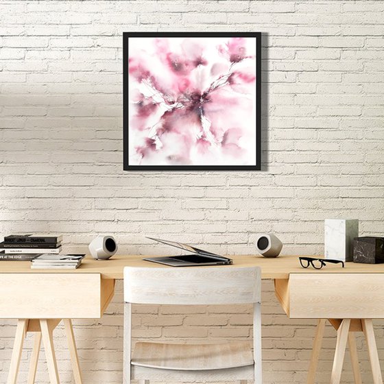 Abstract floral art Dusty rose