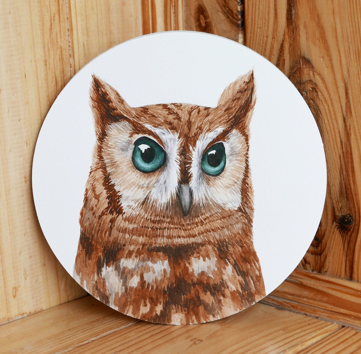 Round art Owl by Karina Danylchuk