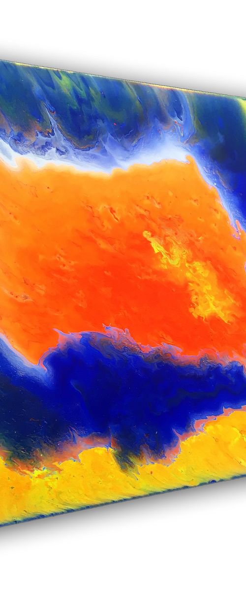 "Escape To Orange Island" - Original Abstract PMS Acrylic Painting - 24 x 24 inches by Preston M. Smith (PMS)