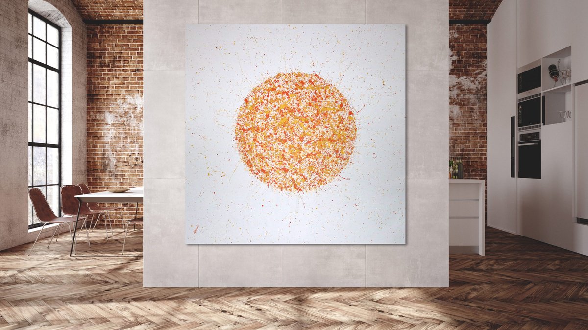 Abstract Acrylic Painting By Isabelle Pelletane, 83 X 83, Shining Sun, Original Artwork