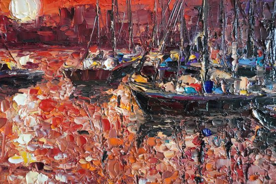 Sunset with boats