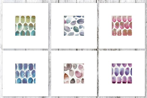 Color Music Collection 4 - Set of 6 Abstract Paintings in Mats by Kathy Morton Stanion by Kathy Morton Stanion