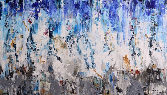 Horse painting: Mystery horses - 80 x 140 cm. Abstract painting by Oswin Gesselli