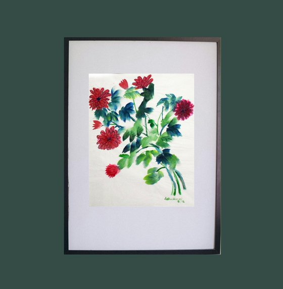 Red Chrysanthemums Chinese art