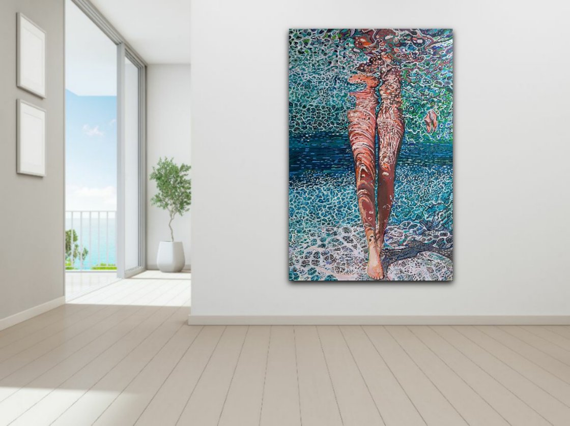 Underwater / 160x 107 x 0.1 cm Acrylic painting by Alexandra 