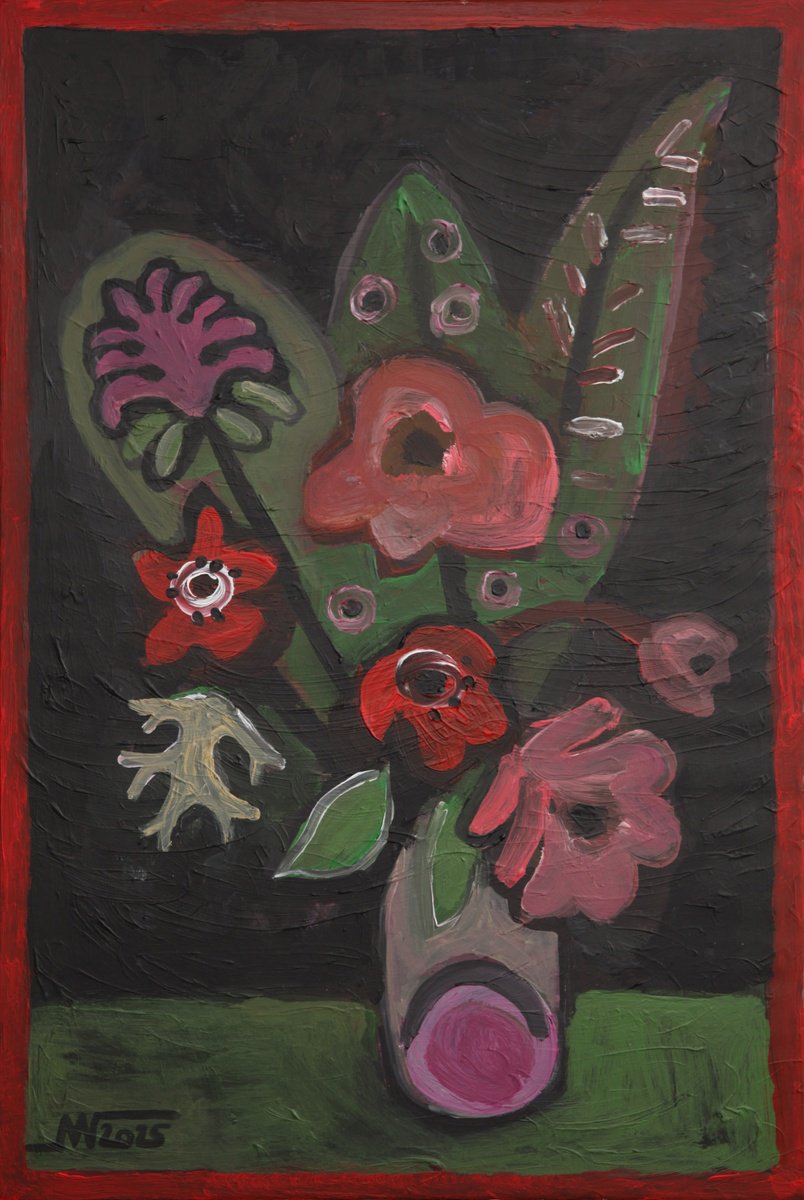 Botanical Acrylic Painting By Marina Gorkaeva, 16 X 24", Flowers, Original Artwork