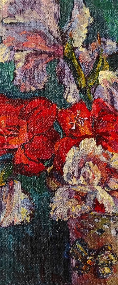 Gladioluses (modern vase) by Tetiana Borys