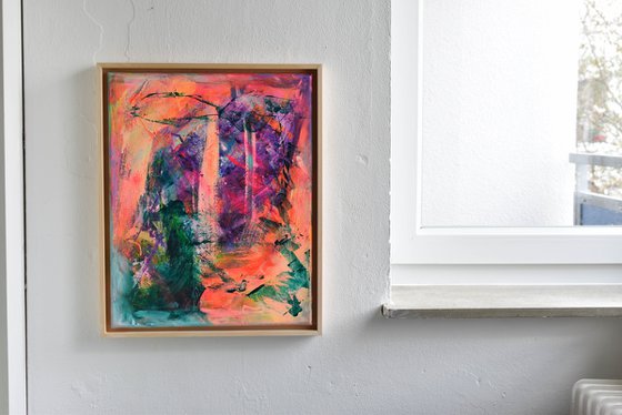 Spell / Small Orange Pink Green Framed Artwork (2022)