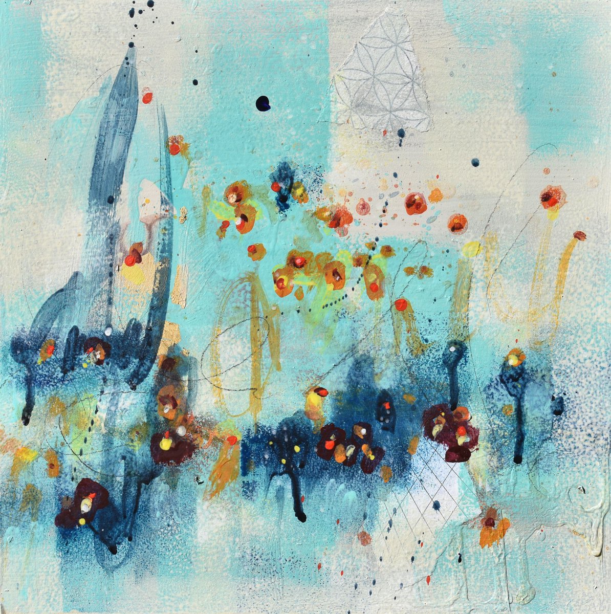 Abstract Landscape Painting By Cynthia Ligeros, 12 X 12, Summer Dreams, Original Artwork