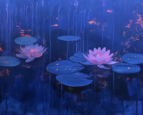 Night pond mystery by Liubov Kvashnina